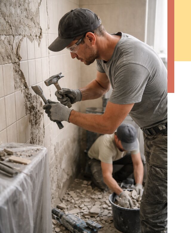 Демонтаж плитки со стен в Удомле от 883 руб. — быстро и недорого | ОТДЕЛОЧНИК-Дмл