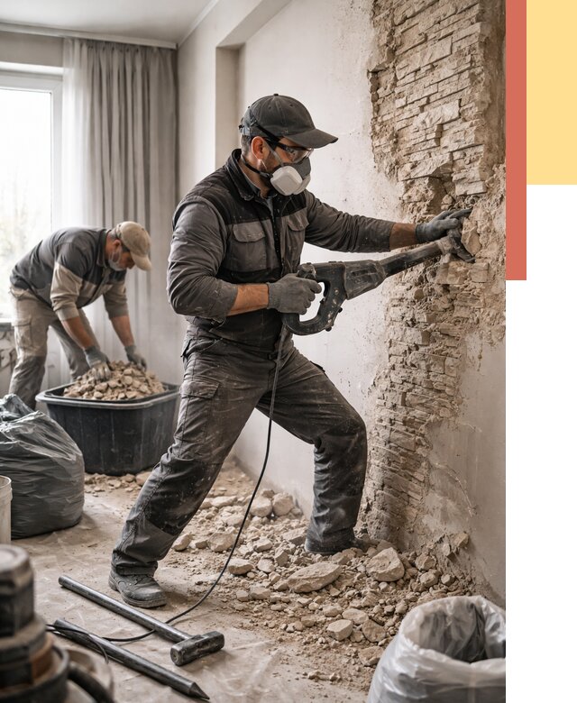 Демонтаж декоративного камня в Удомле от 1506 руб/м² — быстро и недорого | ОТДЕЛОЧНИК-Дмл