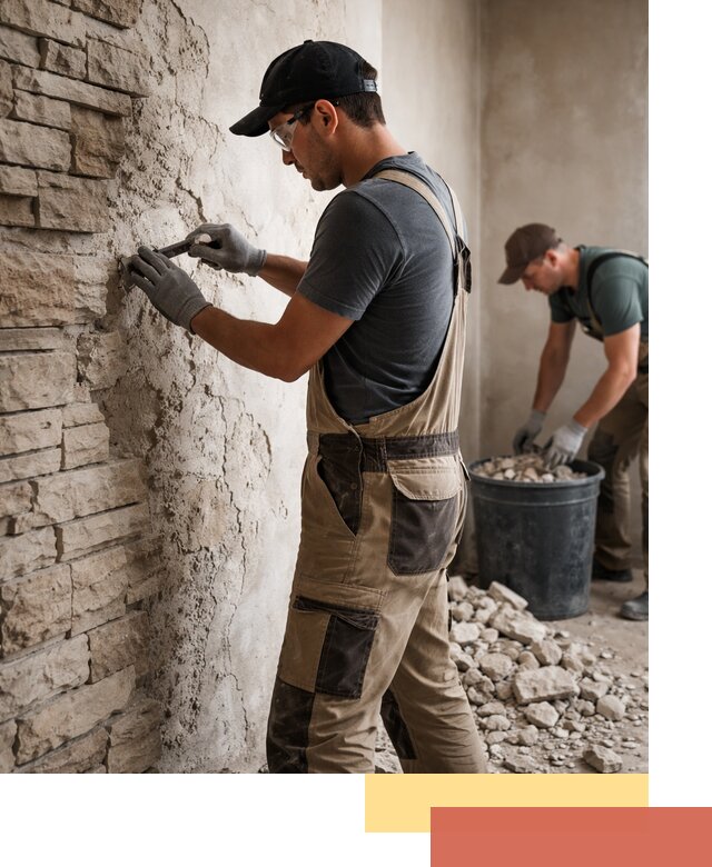 Демонтаж декоративного камня в Удомле профессионально и безопасно