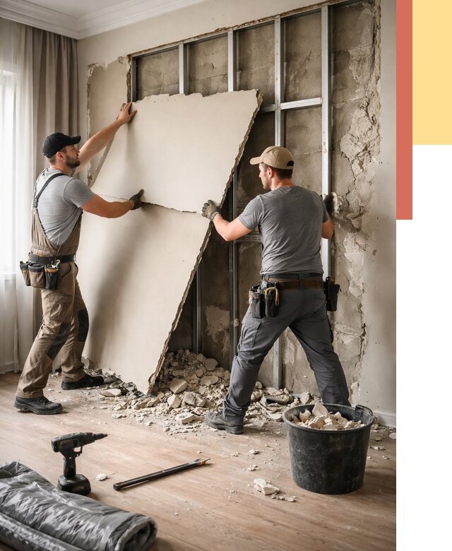 Демонтаж гипсокартона со стен в Удомле от 364 руб. — услуги демонтажа | ОТДЕЛОЧНИК-Дмл