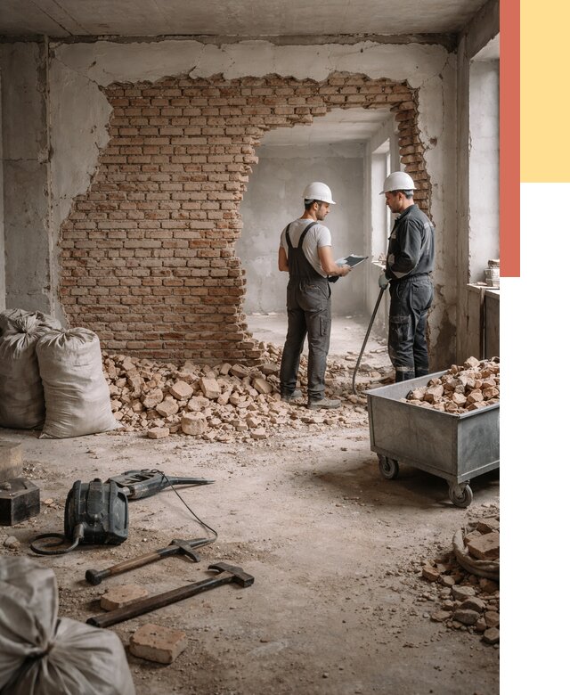 Демонтаж кирпичных стен в Удомле от 4363 руб. — быстро, недорого, под ключ | ОТДЕЛОЧНИК-Дмл