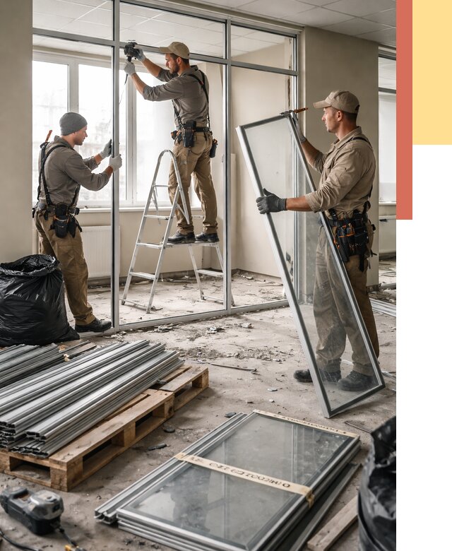 Демонтаж алюминиевых перегородок в Удомле от 4363 руб. — быстро и недорого | ОТДЕЛОЧНИК-Дмл