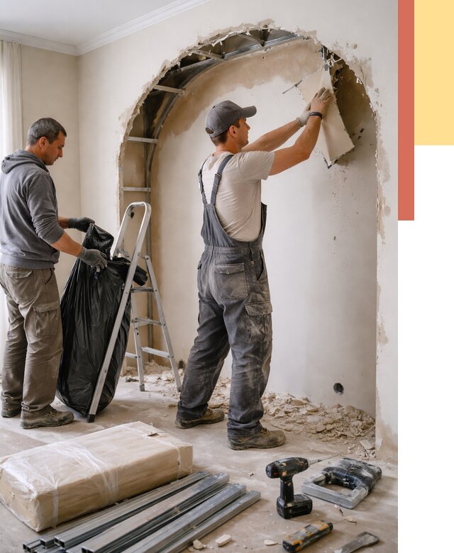 Демонтаж арки из гипсокартона в Удомле от 3636 руб. — услуги под ключ | ОТДЕЛОЧНИК-Дмл