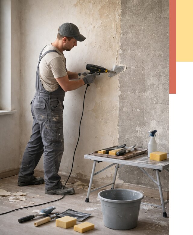 Очистка стен от клея в Удомле от 1922 руб. — снятие и удаление клея со стен | ОТДЕЛОЧНИК-Дмл