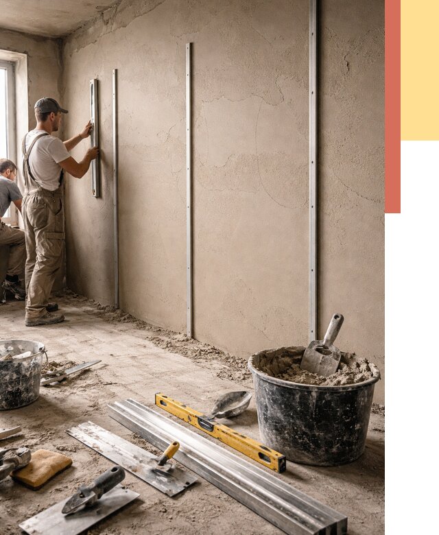 Штукатурка стен по маякам в Удомле от 5714 руб./м² — выравнивание под ключ | ОТДЕЛОЧНИК-Дмл