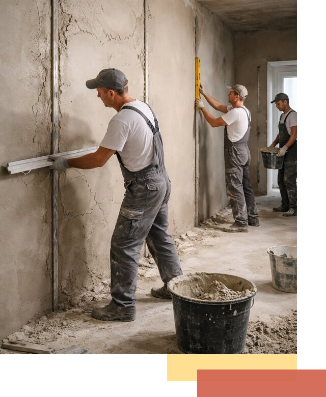 Штукатурка стен по маякам в Удомле — точная и ровная поверхность