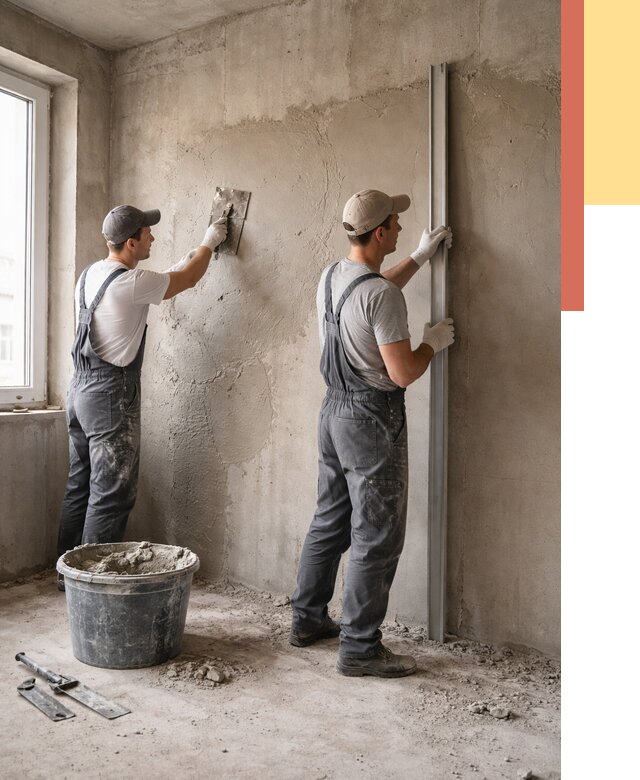 Штукатурка бетонных стен в Удомле от 4675 руб/м² — качественно и быстро | ОТДЕЛОЧНИК-Дмл