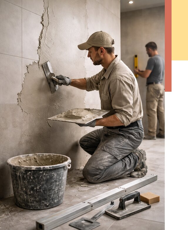 Штукатурка стен в ванной в Удомле от 4675 руб./м² — выравнивание под ключ | ОТДЕЛОЧНИК-Дмл