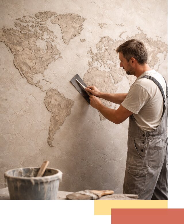 Декоративная штукатурка «Карта мира» под ключ в Удомле