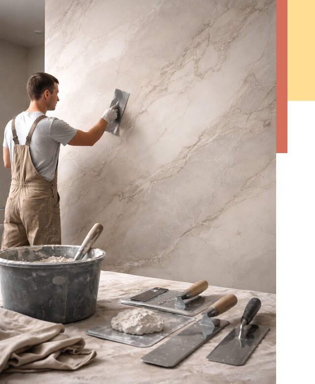 Декоративная штукатурка под мрамор в Удомле от 2909 руб./м² — быстро и недорого | ОТДЕЛОЧНИК-Дмл