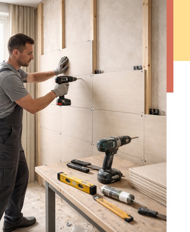 Монтаж МДФ панелей на стены в Удомле от 1299 руб. под ключ | ОТДЕЛОЧНИК-Дмл