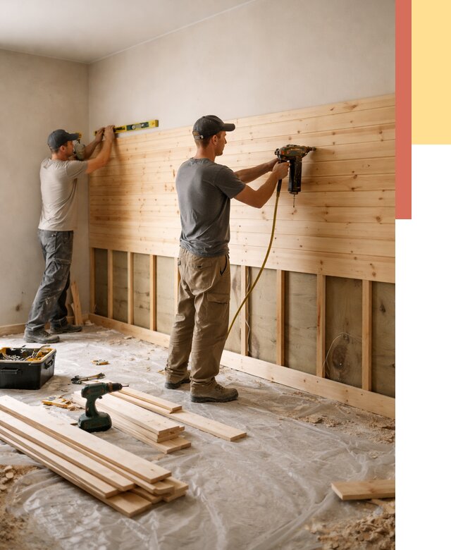 Монтаж деревянной вагонки на стены в Удомле от 7792 руб. | Услуги монтажа вагонки | ОТДЕЛОЧНИК-Дмл