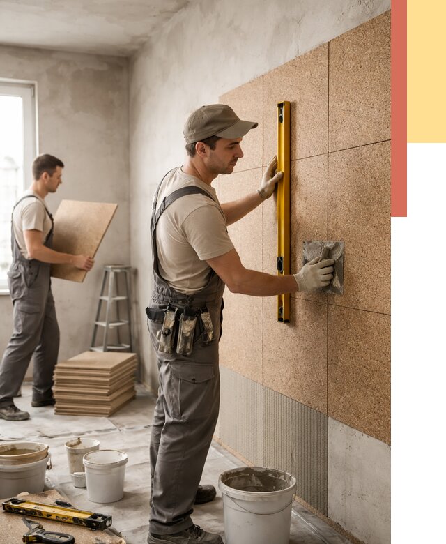 Монтаж пробковых панелей на стены в Удомле от 3636 руб. — ОТДЕЛОЧНИК-Дмл