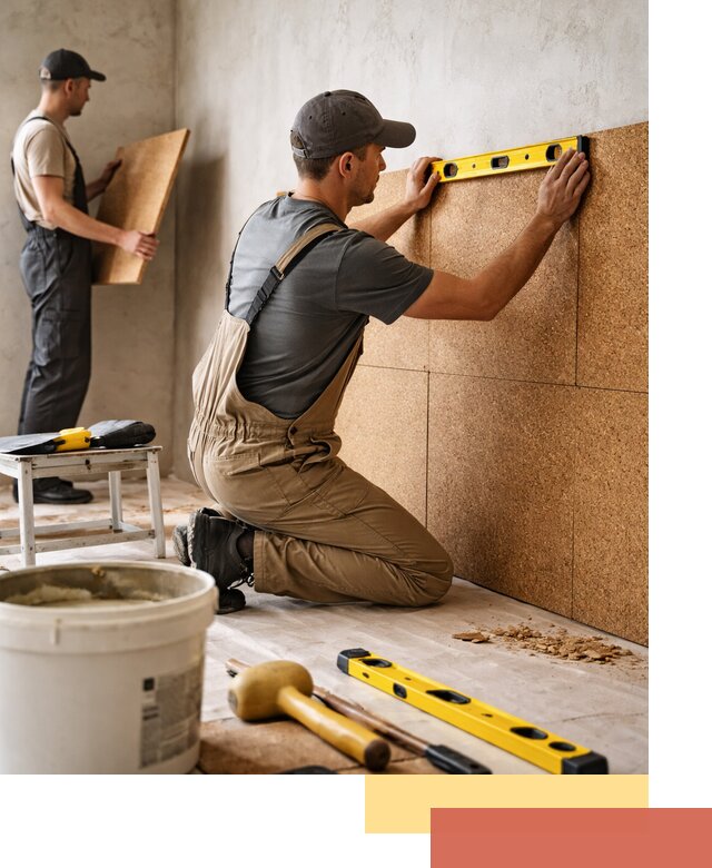 Монтаж пробковых панелей на стены в Удомле быстро и качественно