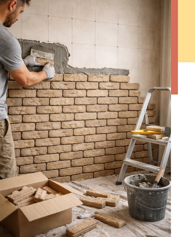 Монтаж декоративного кирпича в Удомле от 3324 руб./м² — быстро и недорого | ОТДЕЛОЧНИК-Дмл