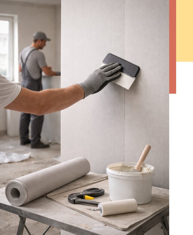 Поклейка обоев под покраску в Удомле от 3636 руб. за м2 | ОТДЕЛОЧНИК-Дмл