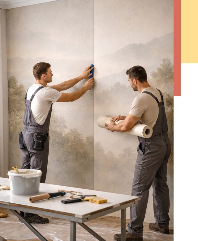 Поклейка фотообоев в Удомле от 8831 руб/м² — быстро и недорого | ОТДЕЛОЧНИК-Дмл