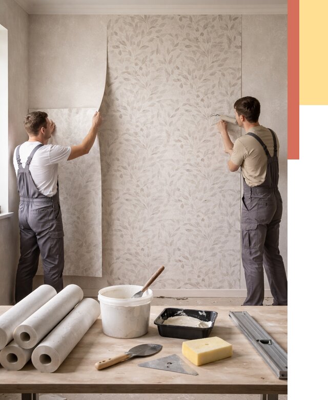 Поклейка обоев с подбором рисунка в Удомле от 3636 руб. | ОТДЕЛОЧНИК-Дмл - быстро и недорого