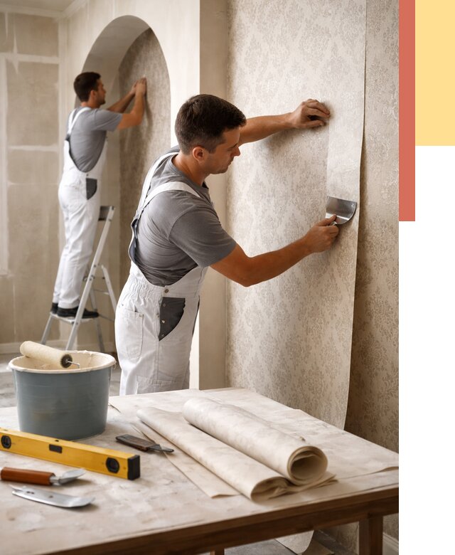 Поклейка обоев на сложные стены в Удомле от 2909 руб. под ключ | ОТДЕЛОЧНИК-Дмл