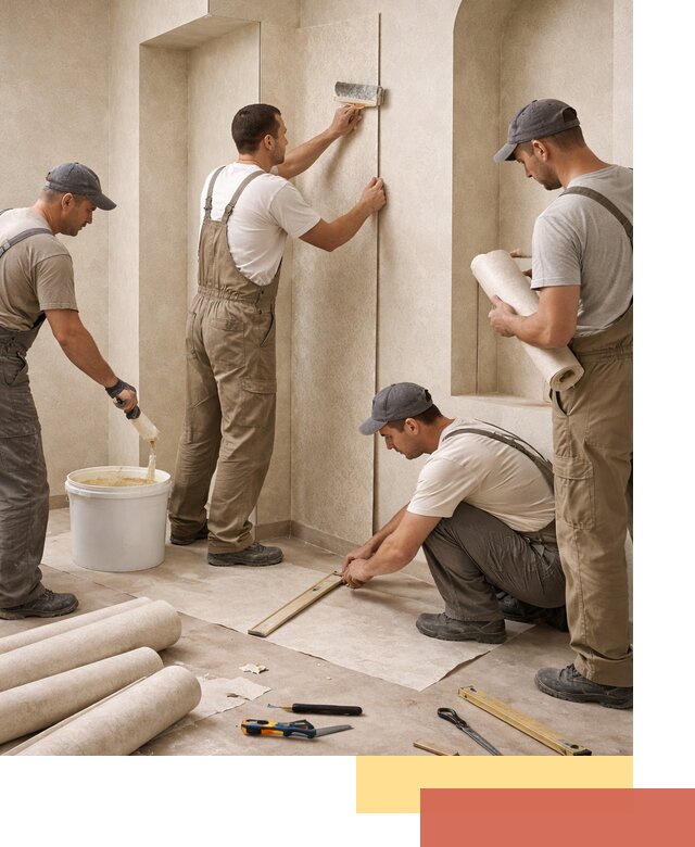 Поклейка обоев на сложные стены и неровные поверхности в Удомле