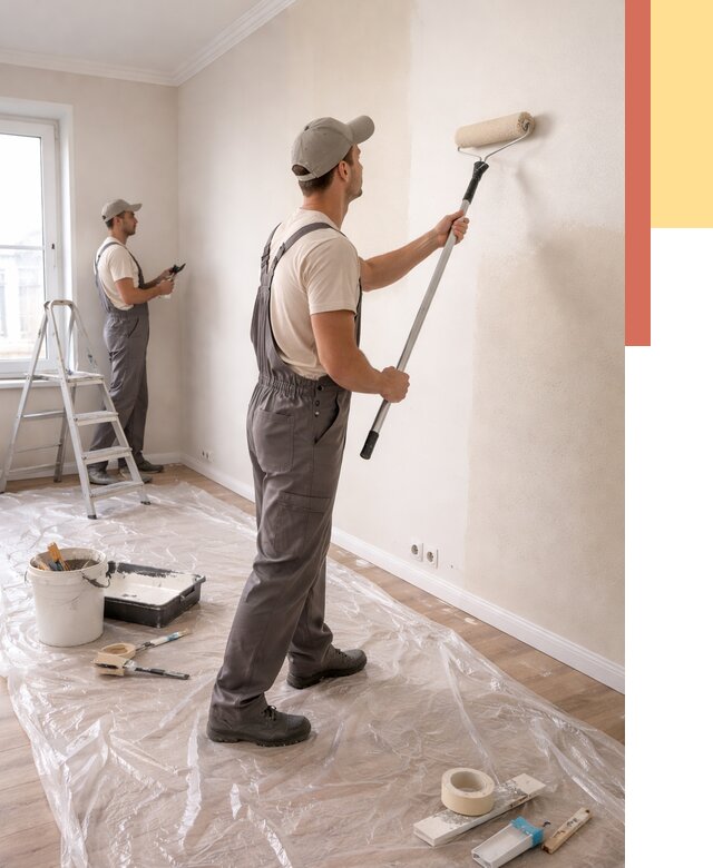 Покраска стен акриловой краской в Удомле от 3636 руб./м² — быстро и недорого | ОТДЕЛОЧНИК-Дмл