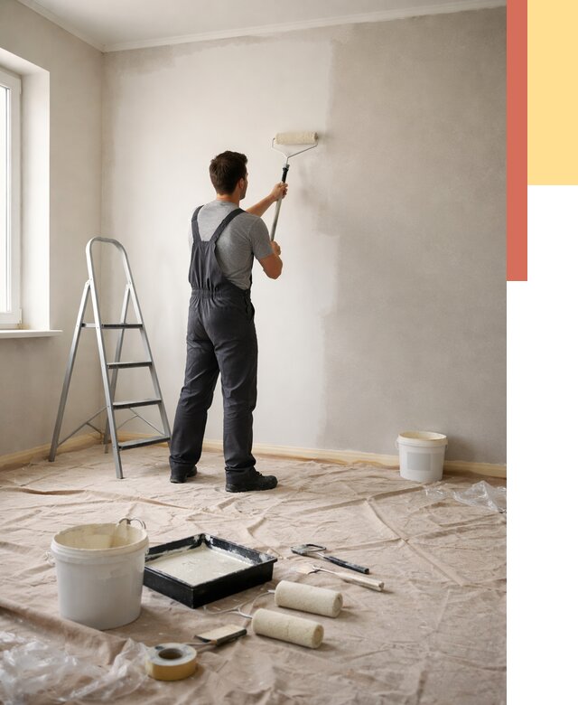 Покраска стен моющейся краской в Удомле от 364 руб./м² — быстро и недорого | ОТДЕЛОЧНИК-Дмл