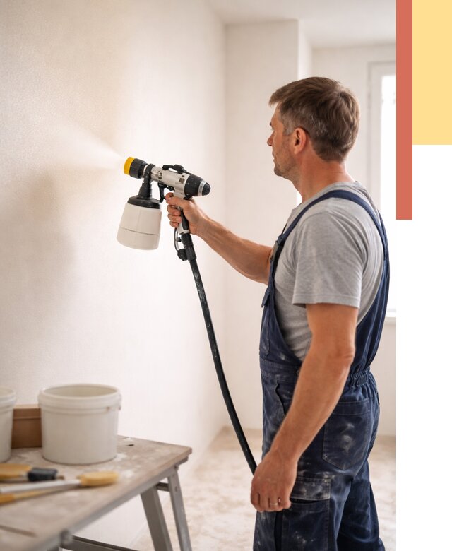 Покраска стен краскопультом в Удомле от 7792 руб. — механизированная покраска | ОТДЕЛОЧНИК-Дмл