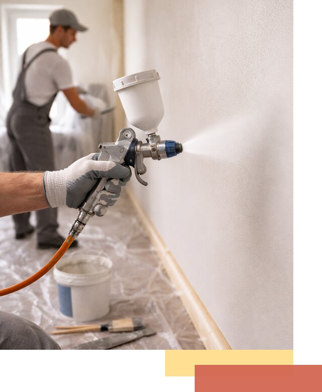 Покраска стен краскопультом в Удомле быстро и качественно