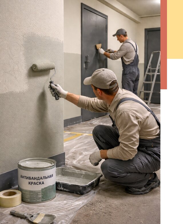 Покраска стен антивандальной краской в Удомле от 4675 руб./м² под ключ | ОТДЕЛОЧНИК-Дмл