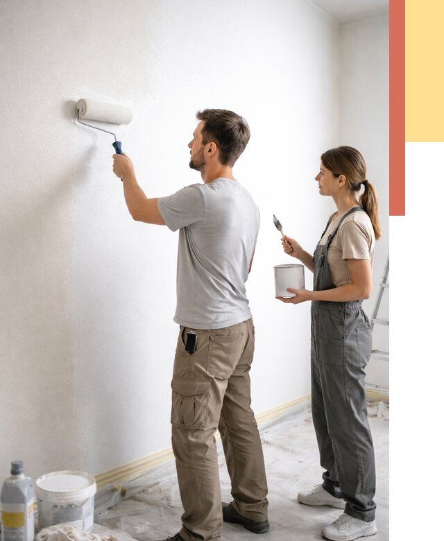 Окраска стен по стеклохолсту в Удомле от 4675 руб/м² под ключ | ОТДЕЛОЧНИК-Дмл