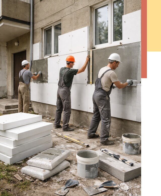 Утепление стен пенопластом в Удомле от 1818 руб. — недорого и под ключ | ОТДЕЛОЧНИК-Дмл