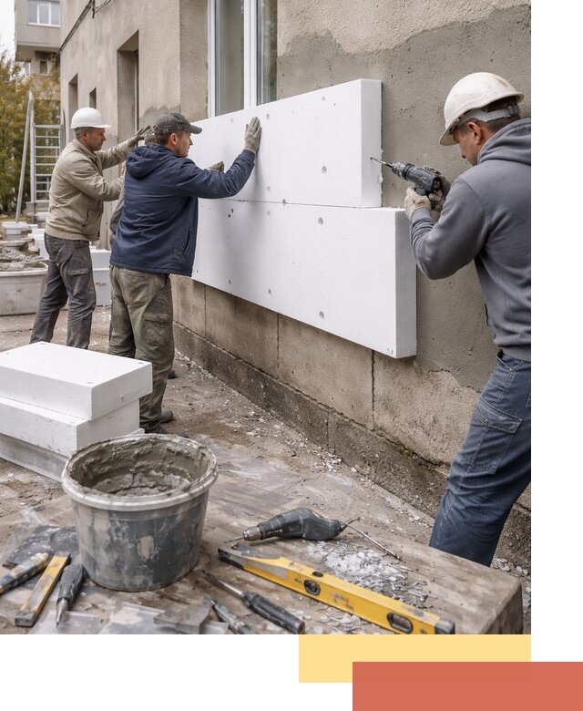 Утепление наружных стен пенопластом в Удомле