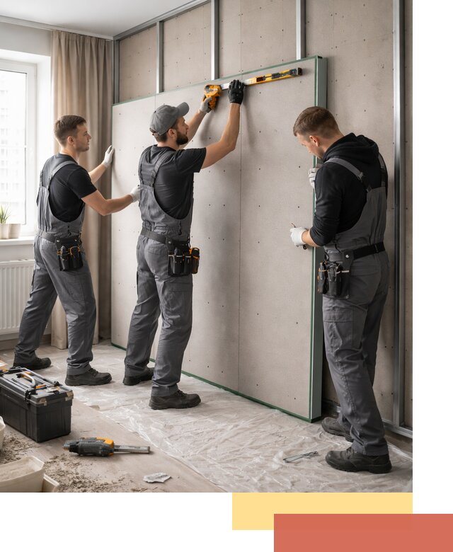 Шумоизоляция стен панелями ЗИПС в Удомле для жилых и коммерческих помещений