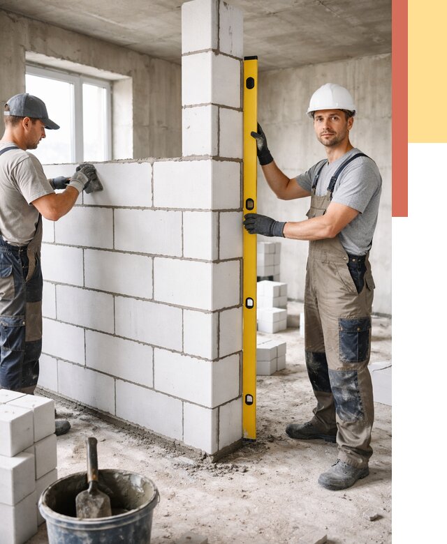 Кладка перегородок из пеноблока в Удомле от 1870 руб. под ключ | ОТДЕЛОЧНИК-Дмл