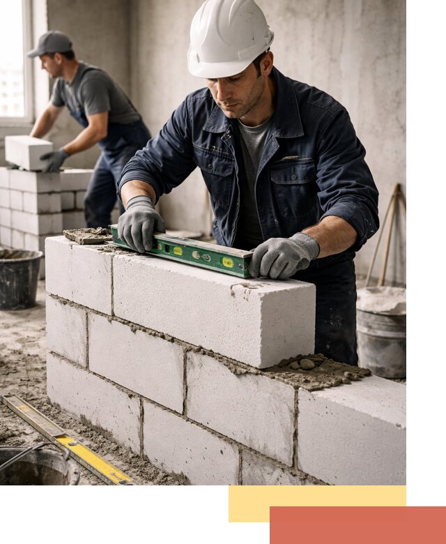 Кладка перегородок из пеноблока под ключ в Удомле