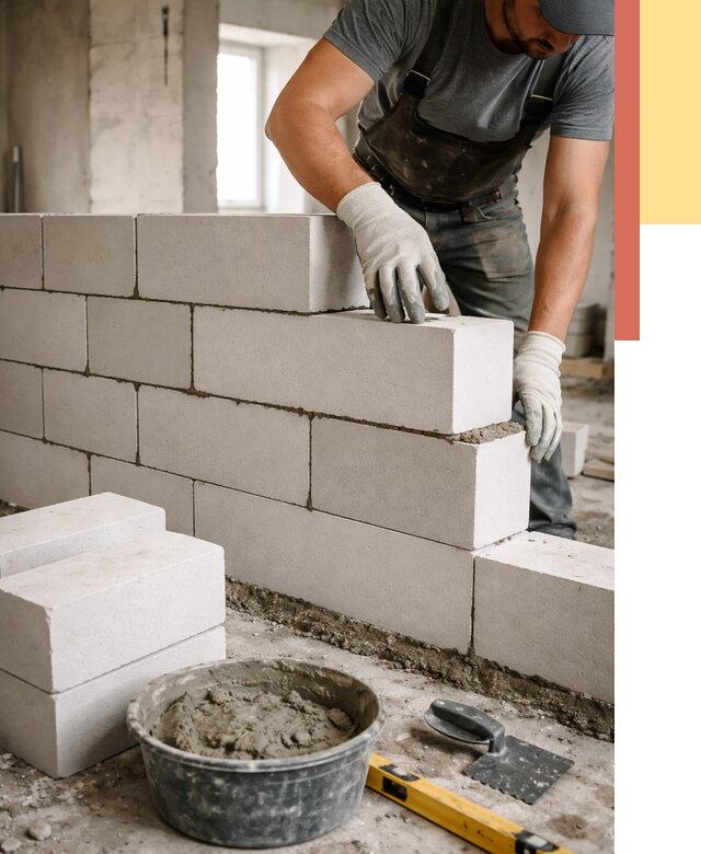 Кладка перегородок из силикатного блока в Удомле от 4156 руб. под ключ | ОТДЕЛОЧНИК-Дмл