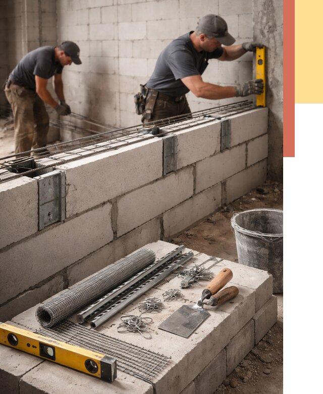 Армирование кладки перегородок в Удомле от 779 руб. под ключ | ОТДЕЛОЧНИК-Дмл