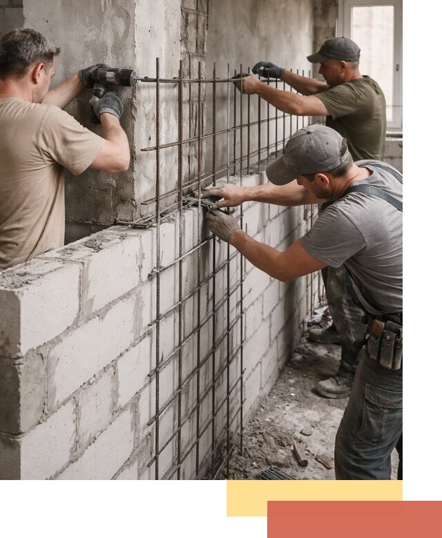 Армирование кладки перегородок в Удомле профессионально и надёжно