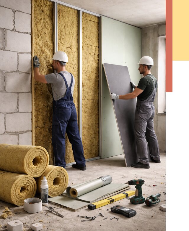 Шумоизоляция перегородок из блоков в Удомле от 1922 руб./м² — быстро и недорого | ОТДЕЛОЧНИК-Дмл