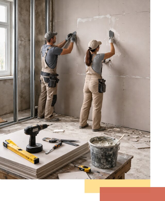 Монтаж двухслойной перегородки из гипсокартона в Удомле