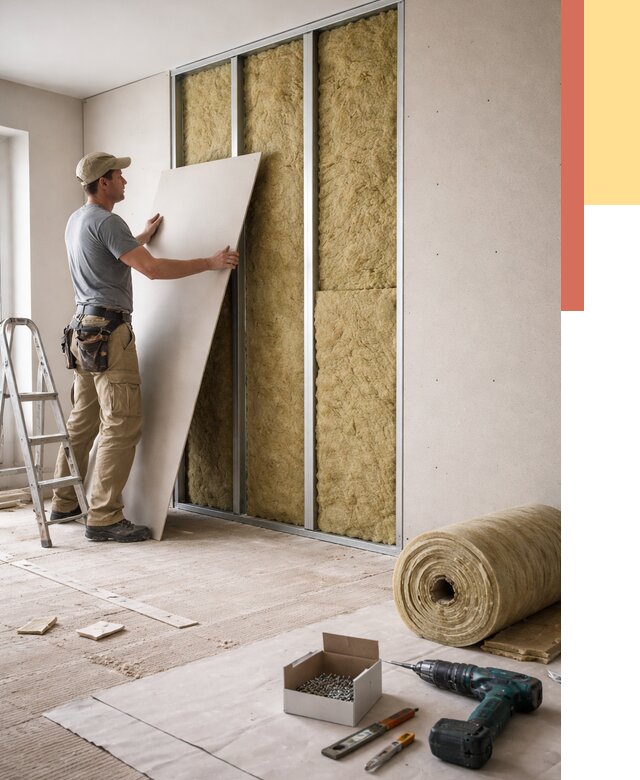 Перегородка из гипсокартона с шумоизоляцией в Удомле от 3241 руб. | ОТДЕЛОЧНИК-Дмл