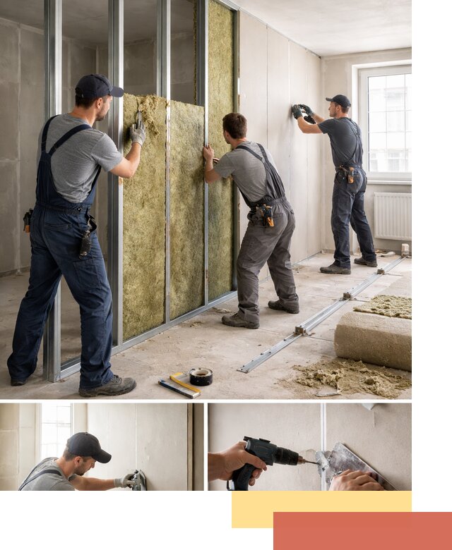 Перегородка из гипсокартона с шумоизоляцией в Удомле — монтаж под ключ