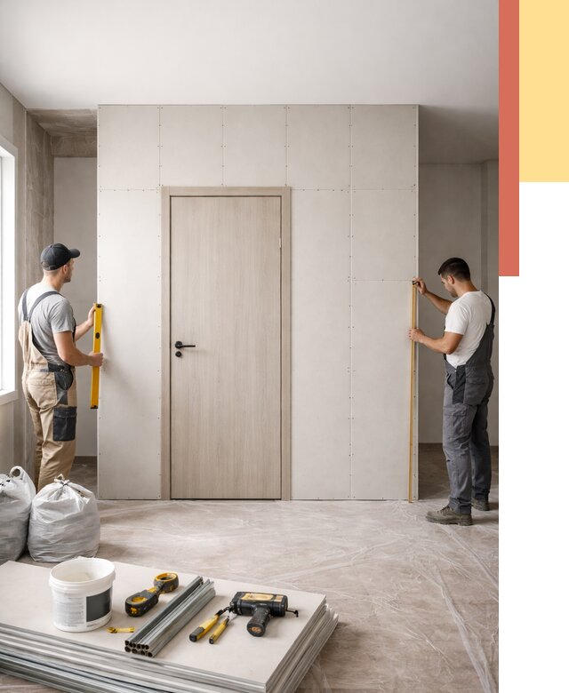 Перегородка из гипсокартона с дверью в Удомле от 4675 руб. под ключ | ОТДЕЛОЧНИК-Дмл