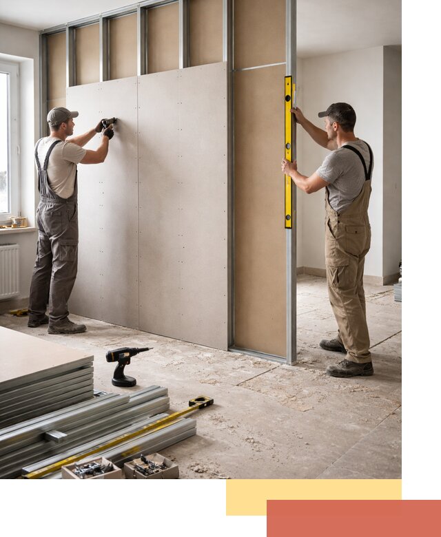 Зонирующая перегородка из гипсокартона под ключ в Удомле