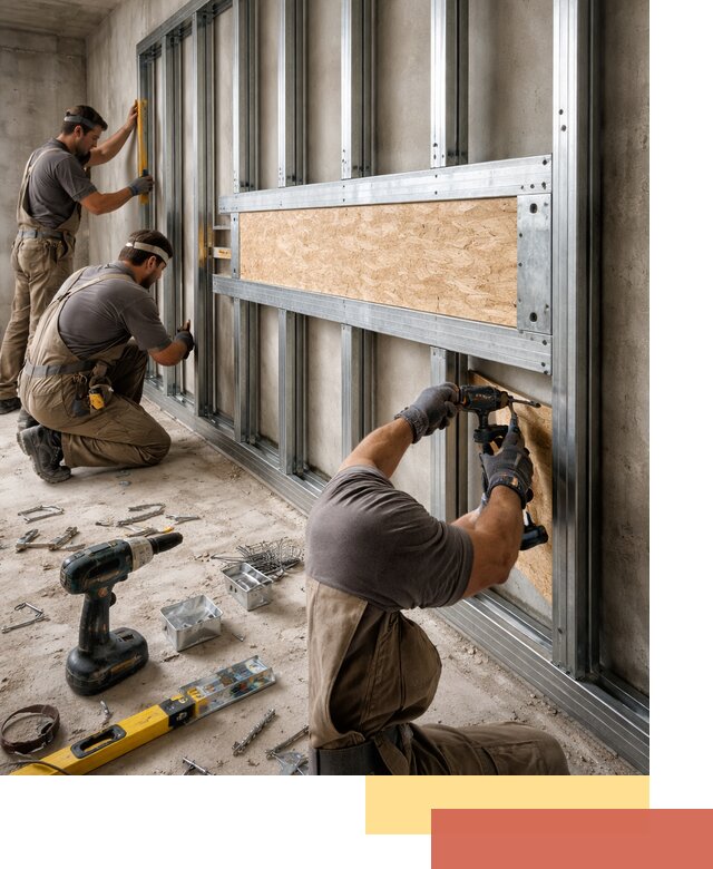 Усиленная перегородка для крепления тяжёлых конструкций в Удомле