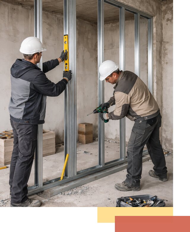 Монтаж каркаса перегородки из профиля в Удомле