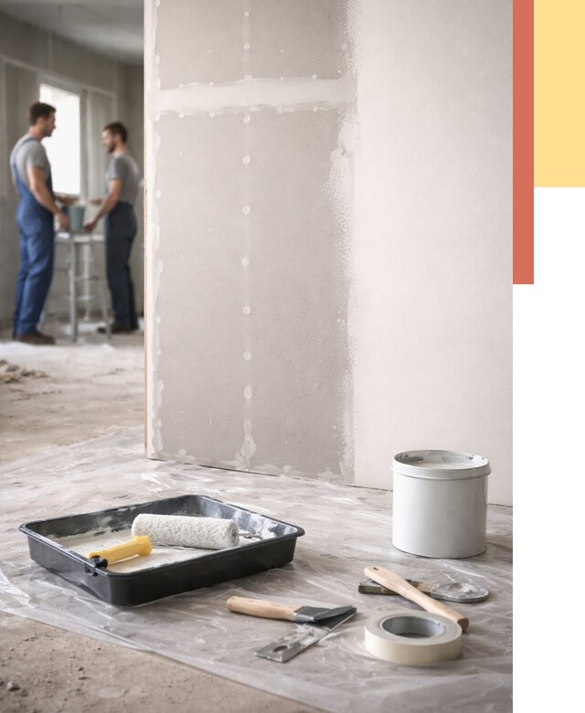 Покраска перегородок из гипсокартона в Удомле от 4675 руб. под ключ | ОТДЕЛОЧНИК-Дмл