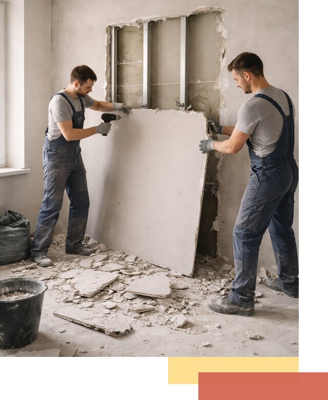 Демонтаж перегородки из гипсокартона в Удомле быстрый и аккуратный