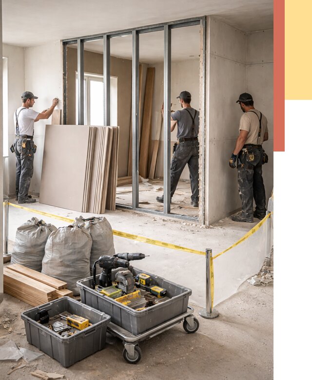 Перенос гипсокартонной перегородки в Удомле под ключ от 4675 руб. | Демонтаж и монтаж – ОТДЕЛОЧНИК-Дмл