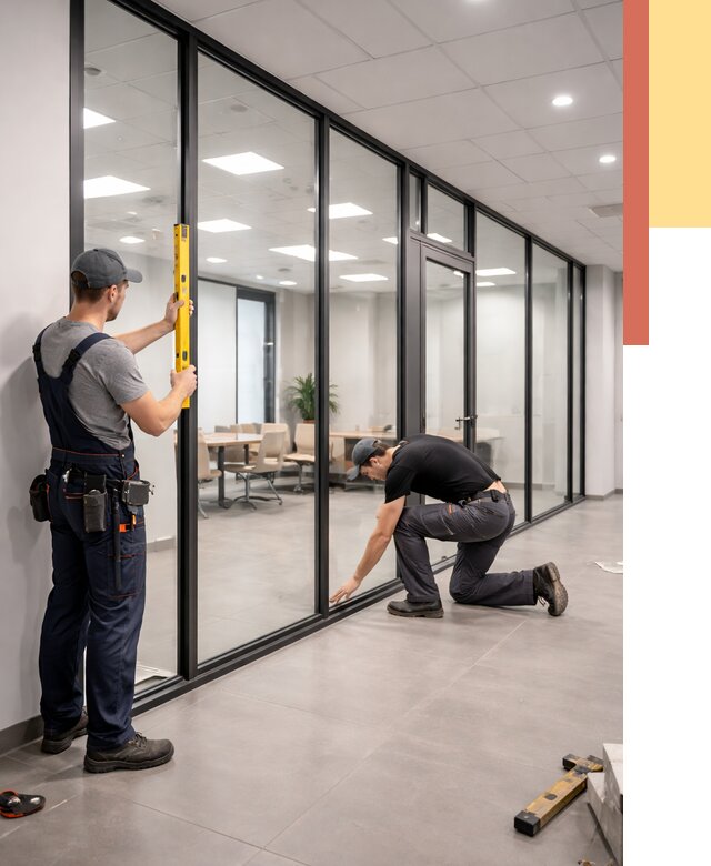 Каркасные стеклянные перегородки в Удомле под ключ от 9558 руб. | ОТДЕЛОЧНИК-Дмл